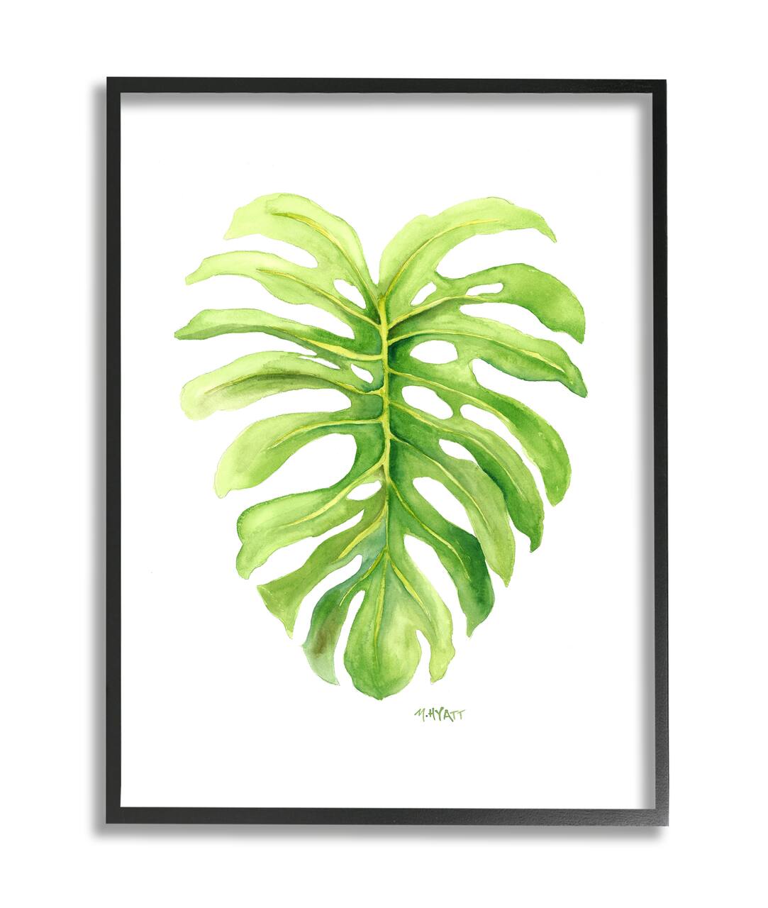 Stupell Industries Monstera Leaf Tropical Plant Over White in Black Frame Wall Art
